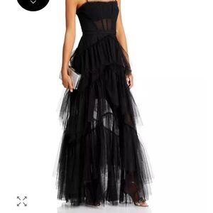Elegant Black Tiered Evening Gown